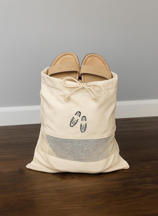 JUNERUSH Cotton Canvas Pouch | Travel Shoe Bags for Storage Packing | Shoe Cover Bag for Travelling | Shoe Pouch Organizer | Shoe Packing Bags for Travel | Shoe Travel Bag for Men Women (Pack of 5) - Image 5